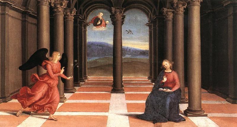 RAFFAELLO Sanzio The Annunciation (Oddi altar, predella) t